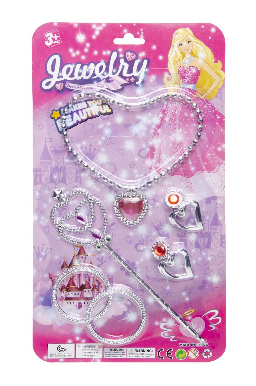 ROZE SCHOONHEIDSSET MET STAF EN KETTING