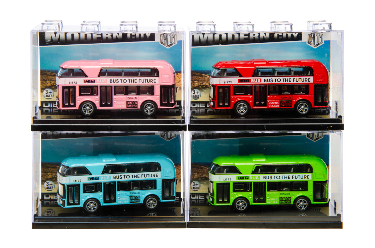 DIECAST DOUBLE-DECKER BUS PULL BACK