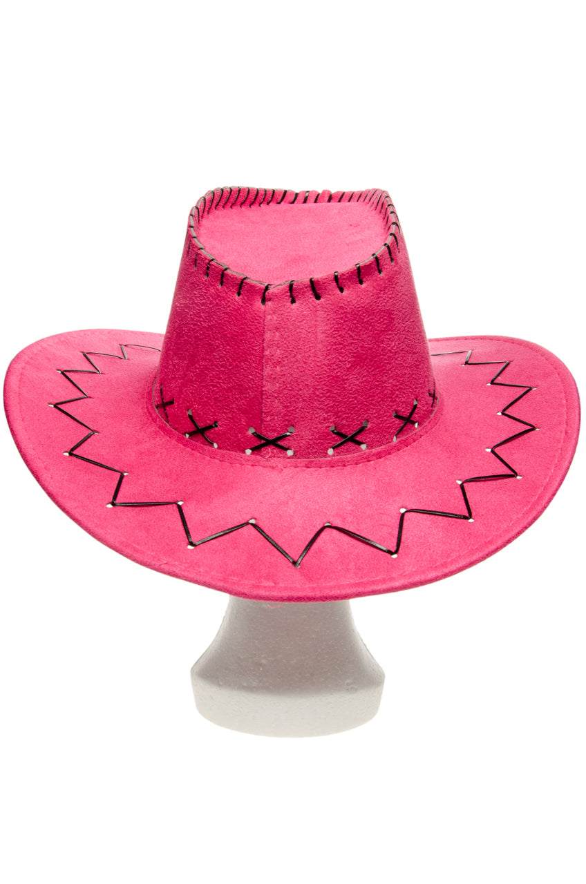 ROZE COWBOYHOED LEDERLOOK