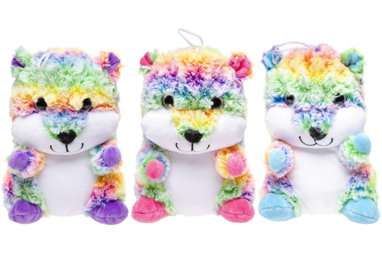PLUCHE HAMSTER. REGENBOOGKLEUR