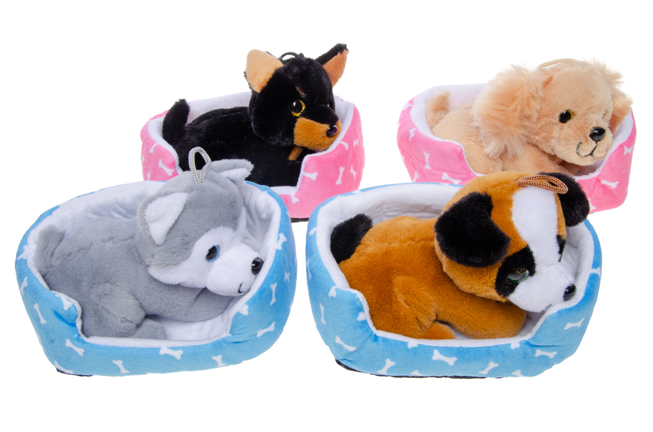 PLUSH. DOG IN BED