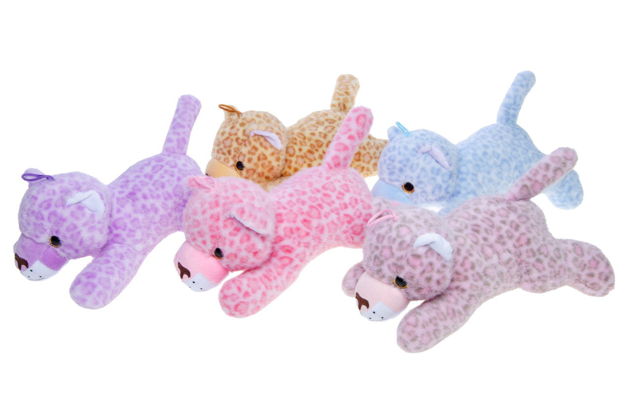 PLUSH. LYING LEOPARD W BEANS
