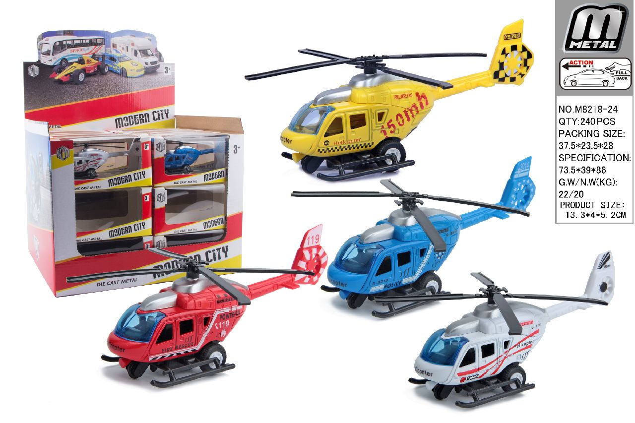 METALEN HELICOPTER IN DOOSJE