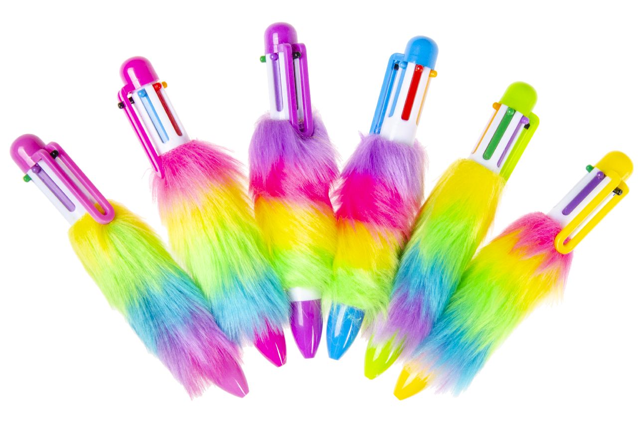 FLUFFY BALPEN. 6 KLEUREN INKT