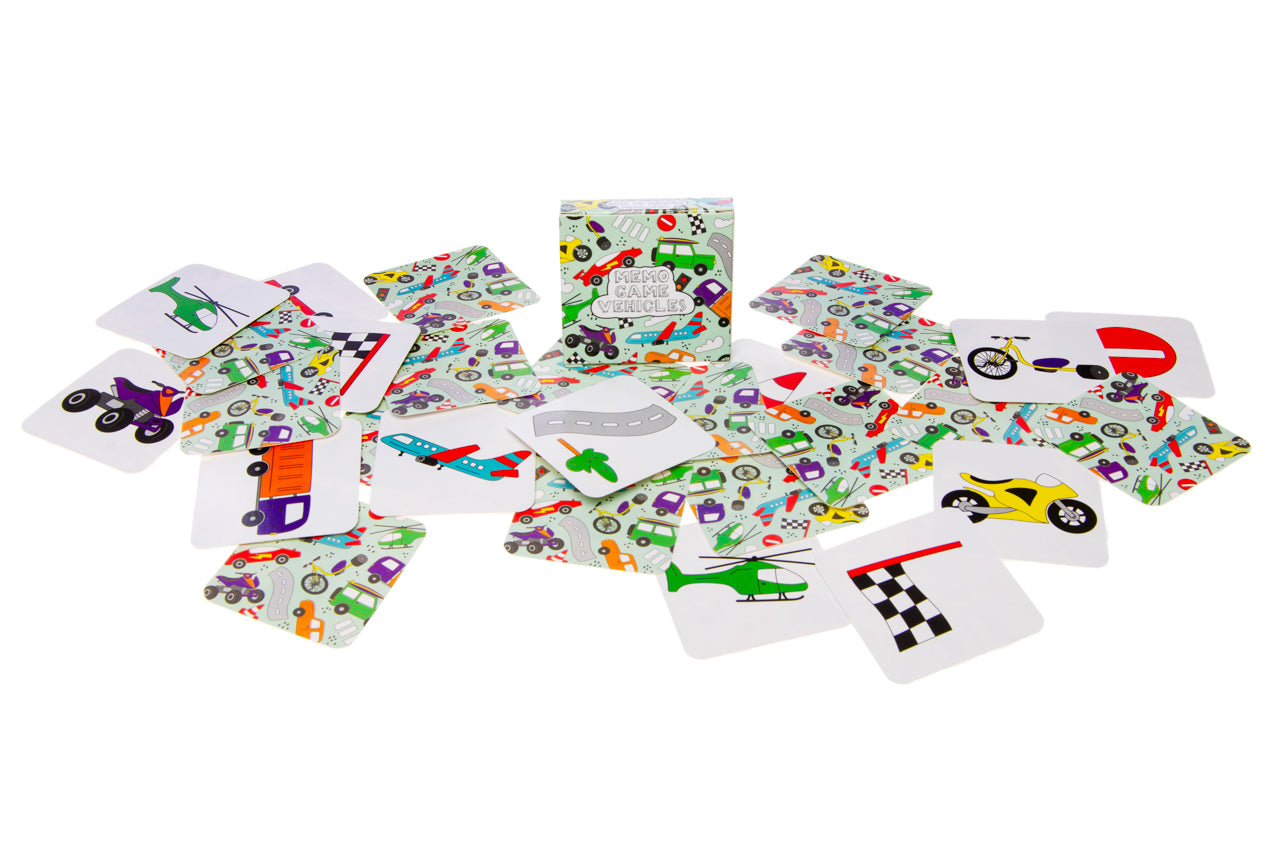MINI MEMO GAME 28 CARDS. VEHICLES