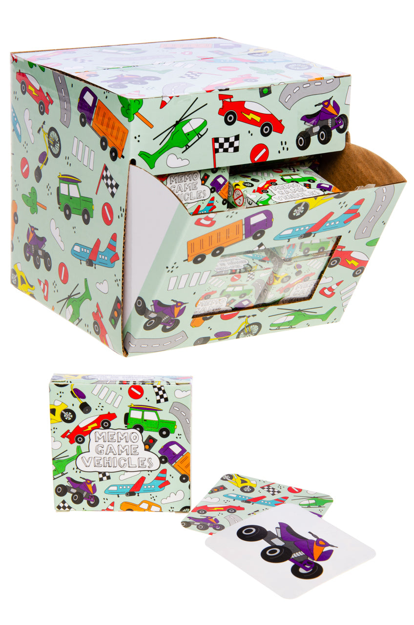 MINI MEMO GAME 28 CARDS. VEHICLES