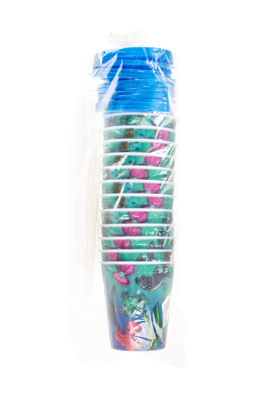 3D BEKER MET RIETJE EN DEKSEL. ZEEDIEREN