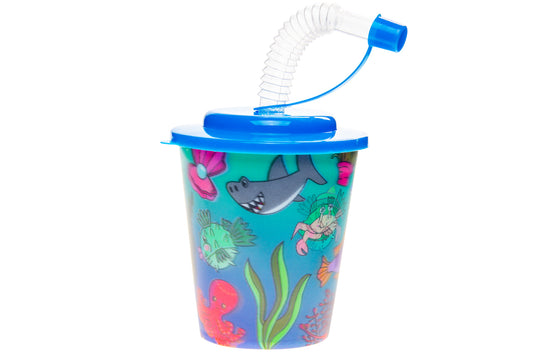 3D BEKER MET RIETJE EN DEKSEL. ZEEDIEREN