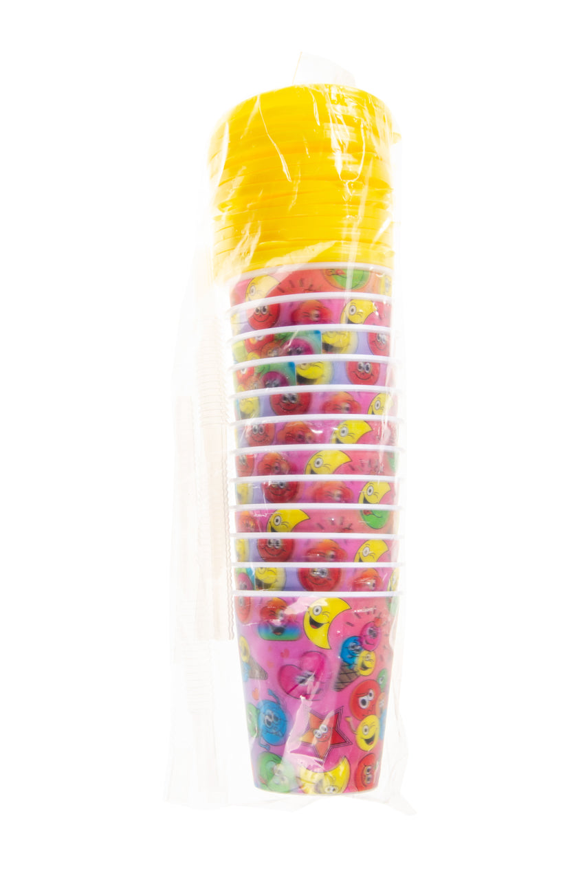3D BEKER MET RIETJE EN DEKSEL. GEZICHTJES