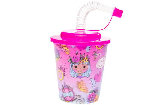 3D BEKER MET RIETJE EN DEKSEL. PRINSES