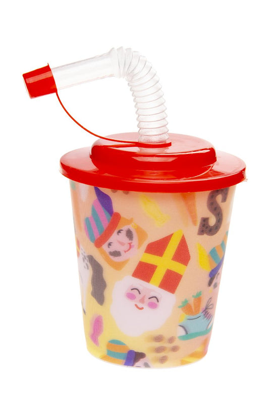 3D BEKER MET RIETJE EN DEKSEL. SINTERKLAAS