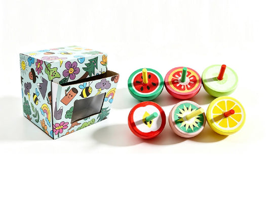 WOODEN SPINNING TOP FRUIT DB