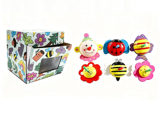 WOODEN SPINNING TOP ASSORTMENT DB