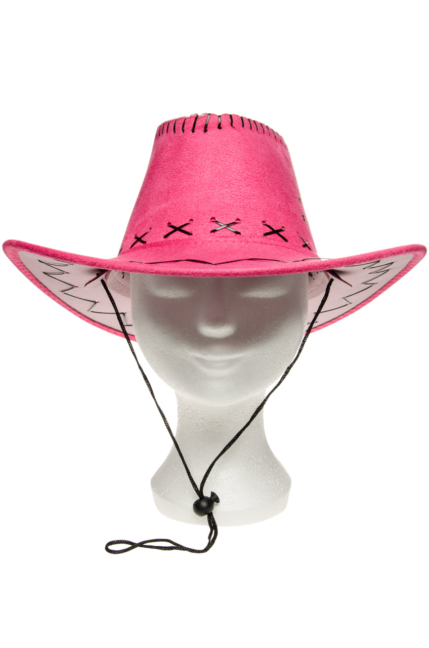 ROZE COWBOYHOED LEDERLOOK