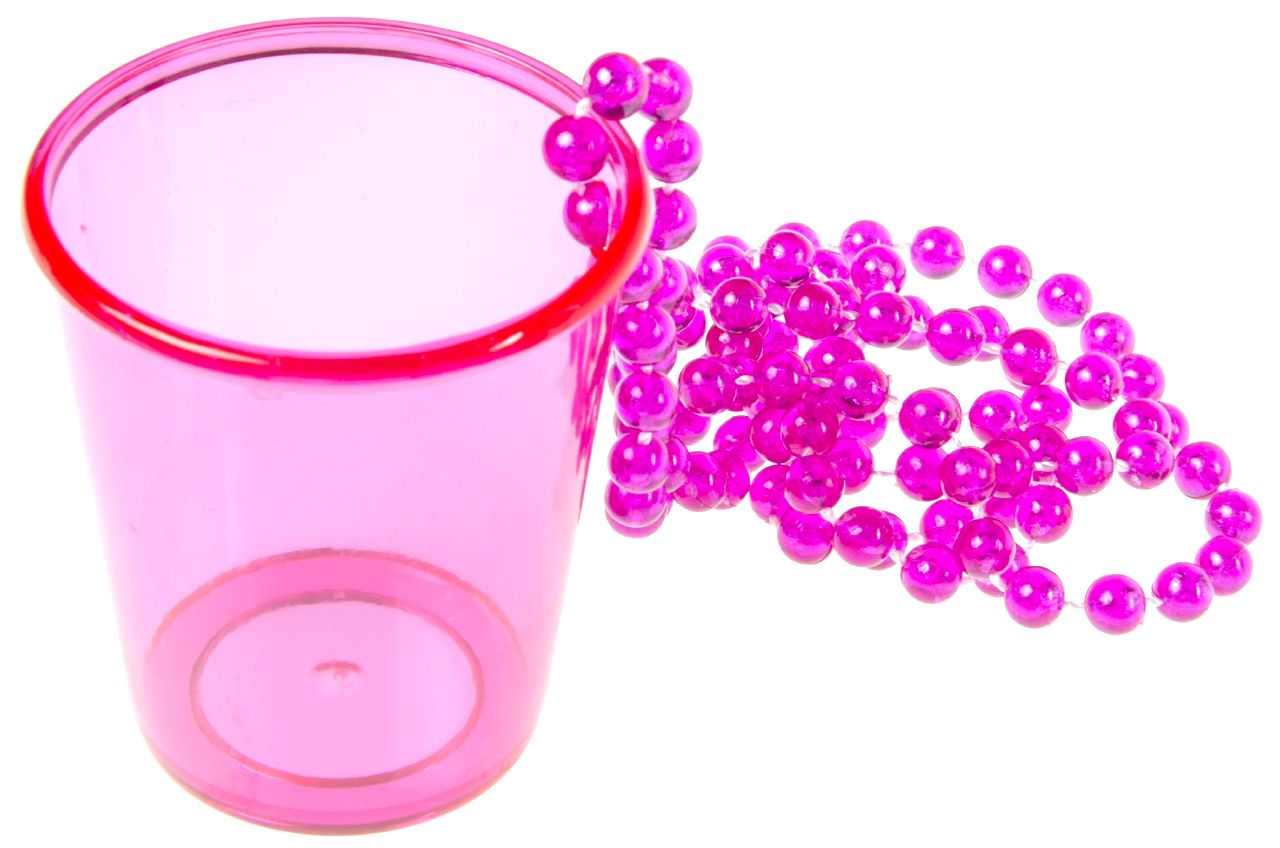 SHOTJES GLAS MET KETTING. 6ASS