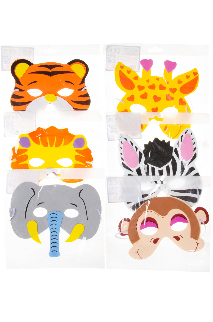 6ASS MASKER WILDE DIEREN IN SCHUIMSTOF