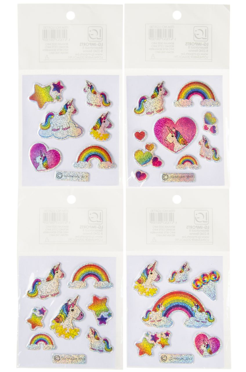 STICKERS EENHOORN.GLITTER 4ASS